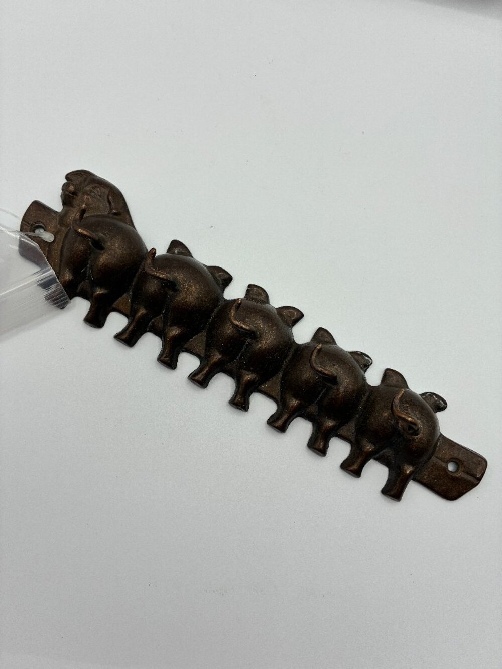 Restoration Hardware Brass Pig Key Hook Bronze Wall Piggy Farmhouse Country NEW